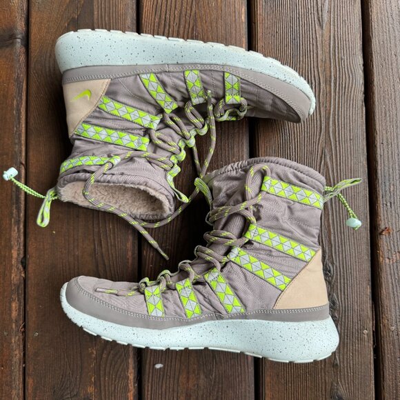 NIKE Roshe Run Hi Sneakerboot Gray/Lime Shoes in Women's 9 - 616724-001 - Picture 8 of 13